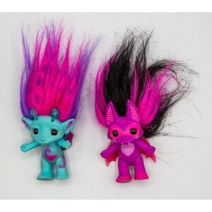 Zelfs Medium Size Figures Lot of 2 Peacock and Bat Purple Pink Teal Collectibles